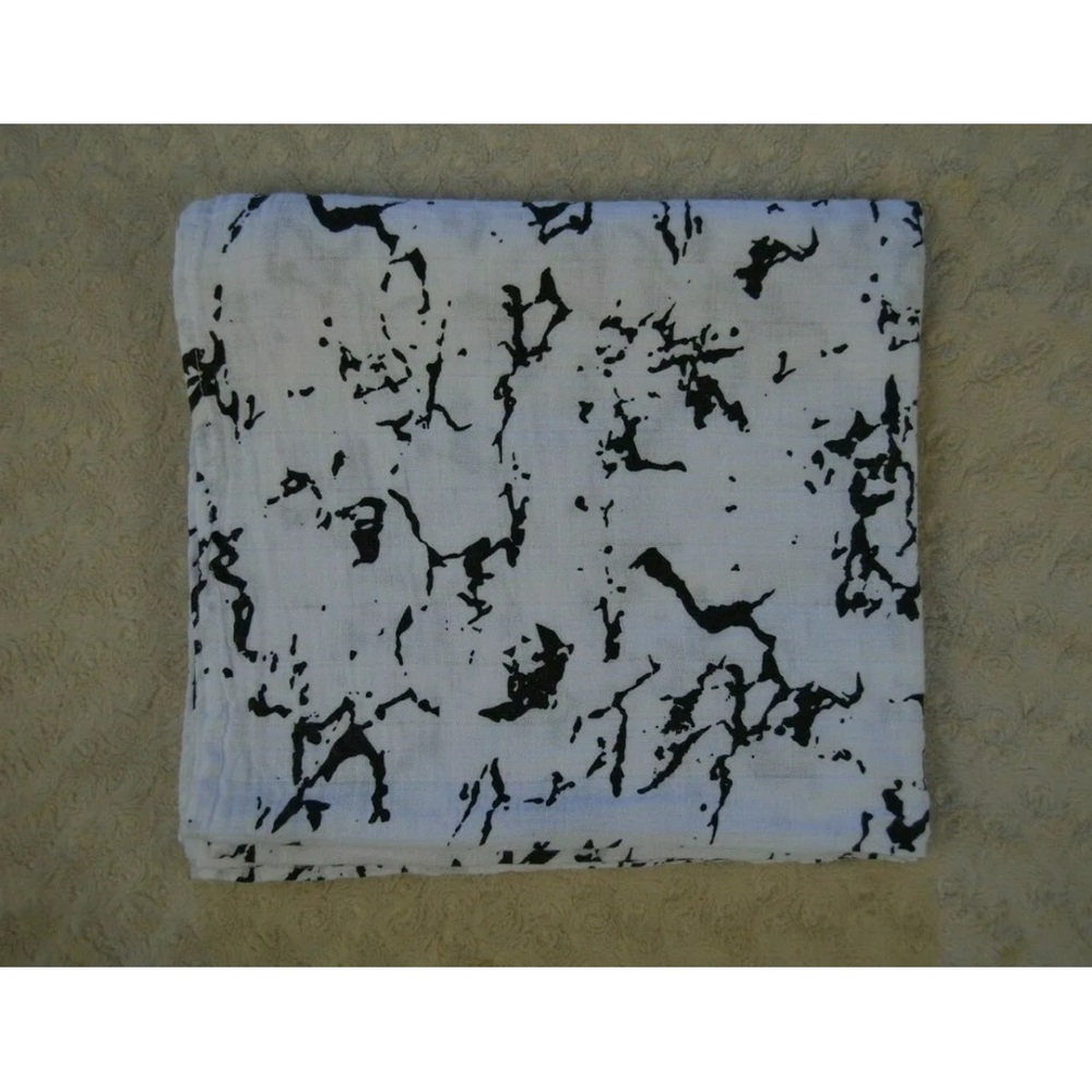 Modern Burlap Black White Print Baby Swaddle Blanket Muslin Organic Cotton